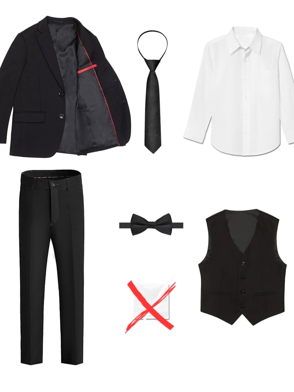 Classic Black Boys Suit Jacket & Pants Set with White Shirt
